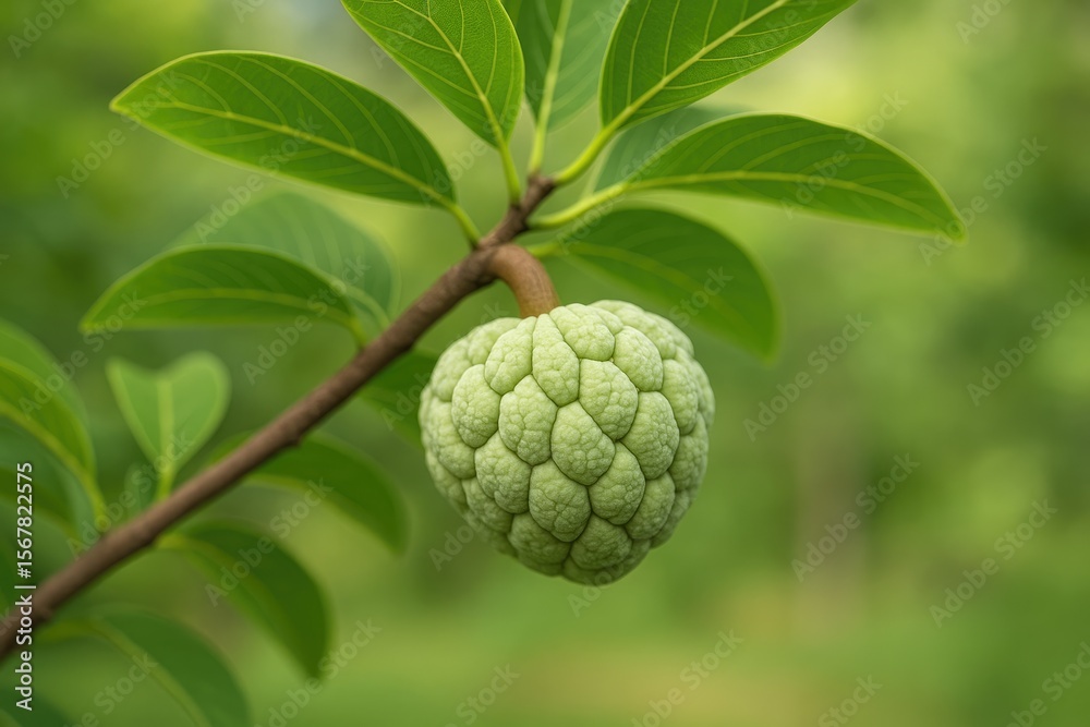 Fototapeta premium A tiny custard apple ready to develop