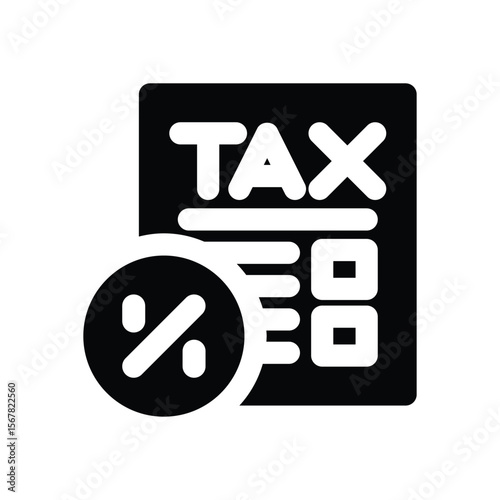 tax glyph icon. Strong and solid vector icon for websites, mobile interfaces, presentations, and visual branding. High quality and easy to edit.