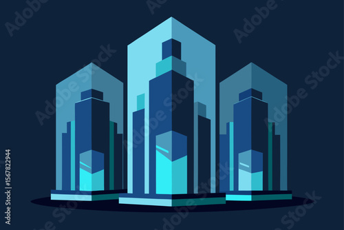  transparent high rises lit rom the inside