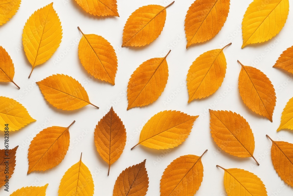 Obraz premium Colorful autumn foliage on a plain white backdrop