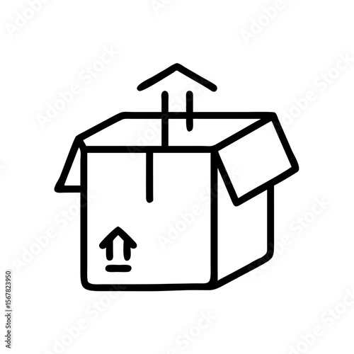 Shipping Box Icon Open Top Carton for Delivery and Logistics