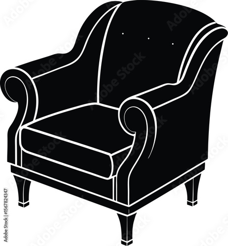 Modern sofa chair armrest side view furniture design element for interior decoration
