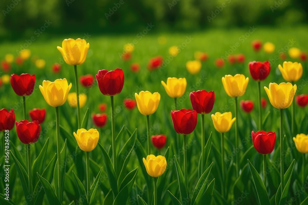 Obraz premium Stunning displays of tulips in full bloom