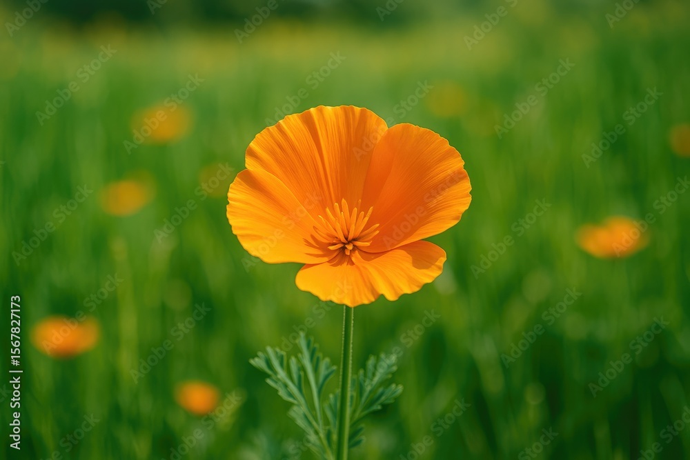 Fototapeta premium Stunning vibrant orange flower in a natural setting