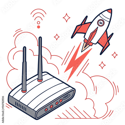 Rocket WiFi Router Vector
