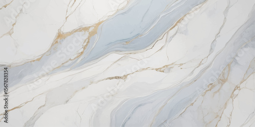 Elegant white marble texture with subtle blue and gold veins isolated on white background