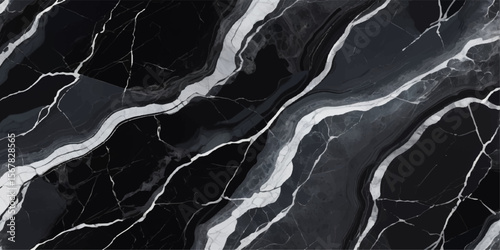 Abstract black and white marble texture with veins isolated on white background
