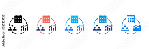 Capacity Planning icon sheet multiple style collection