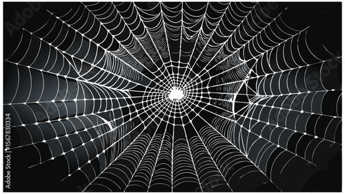 Vector art of intricate spiderweb pattern against a dark, gradient background