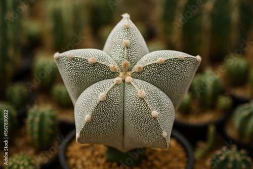 Unique V-shaped Astrophytum cactus with star-shaped shave and super Oibo design