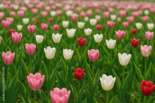 Stunning array of blooming tulip flowers
