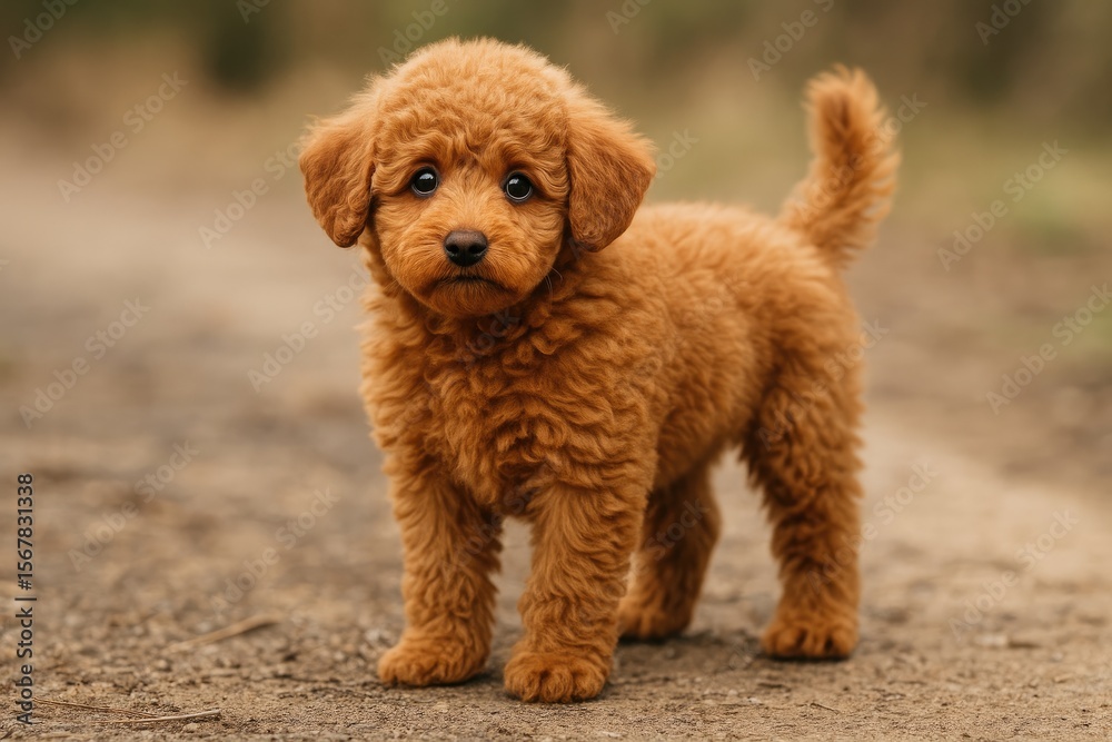 Fototapeta premium A curious poodle with a confused expression