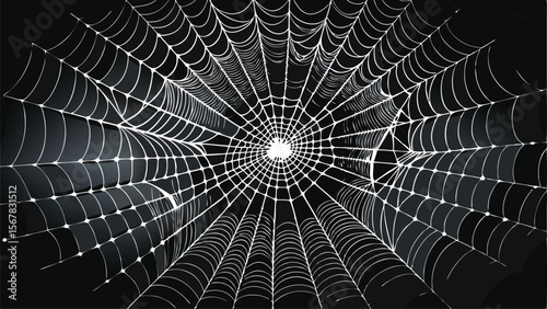 Vector art of intricate spiderweb pattern against a dark, gradient background