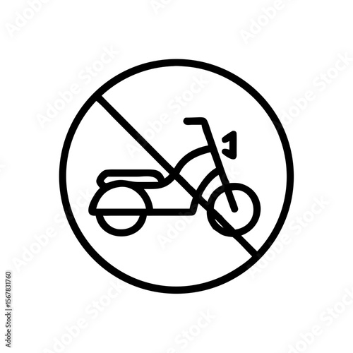 No mopeds symbol in a circular prohibition sign design  