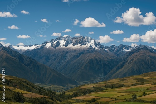 Scenic Perspective of the Andes Range from a Salt Mine Village in South America