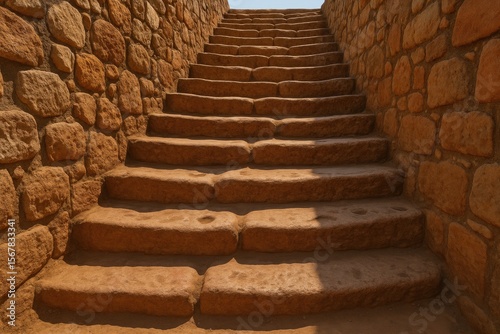 Handcrafted ancient stone staircase photo
