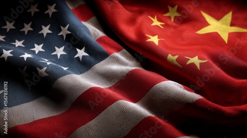 Chinese and American flags