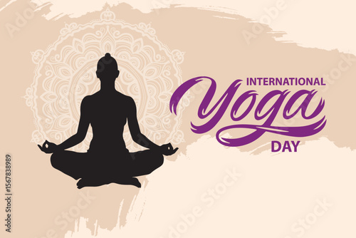 international yoga day, Woman meditating, flat vector illustration, Woman practicing yoga