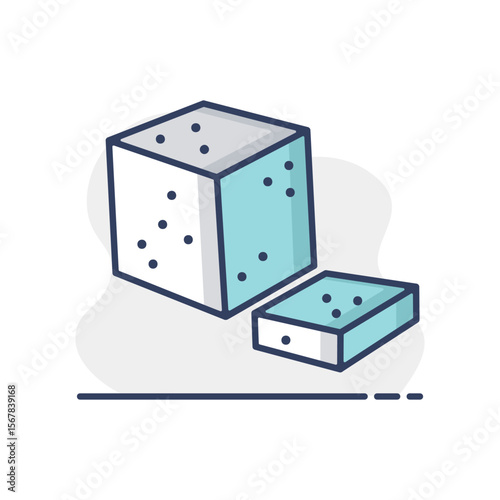 Feta cheese cubes vector icon