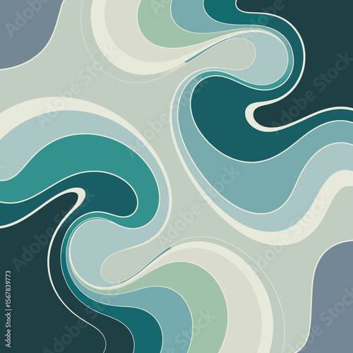 Abstract fluid art painting teal green blue swirl pattern modern contemporary artwork design