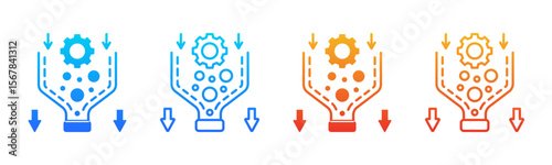 Workflow Bottleneck icon sheet multiple style collection