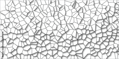 Abstract black and white geometric cell structure with shadow detailing creating a modern patterned background design
