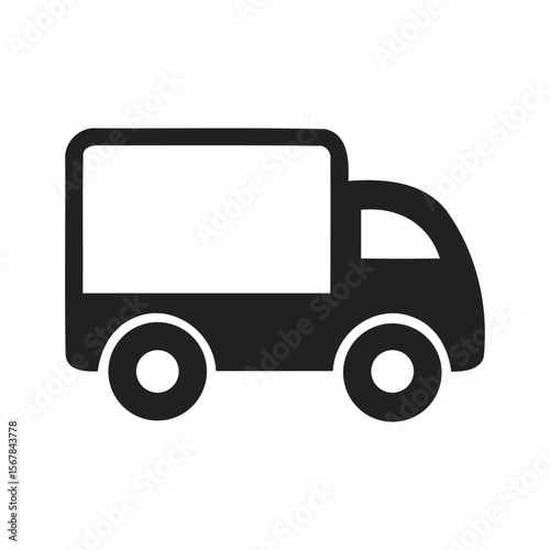 Simple black delivery truck icon for logistics and shipping