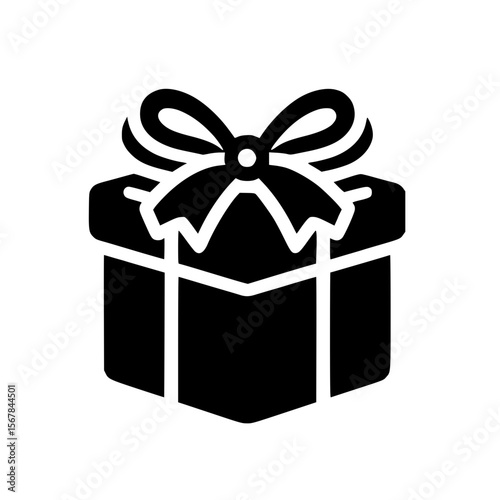 Minimalist Black SVG Silhouette of a Gift Box with Ribbon for Celebration and Special Occasion Designs