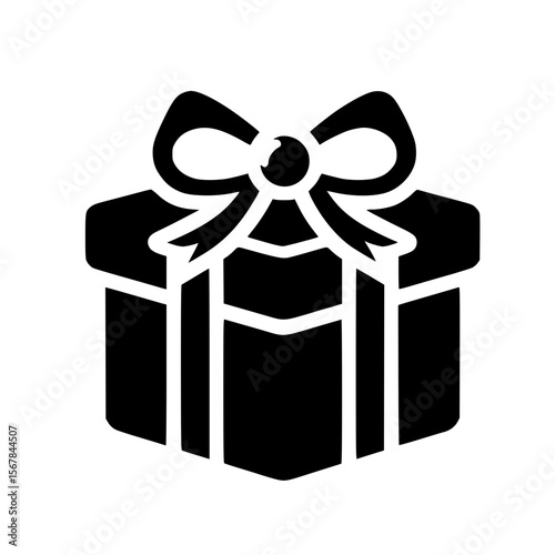 Minimalist Black SVG Silhouette of a Gift Box with Ribbon for Celebration and Special Occasion Designs