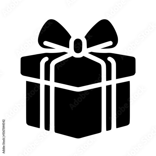 Minimalist Black SVG Silhouette of a Gift Box with Ribbon for Celebration and Special Occasion Designs