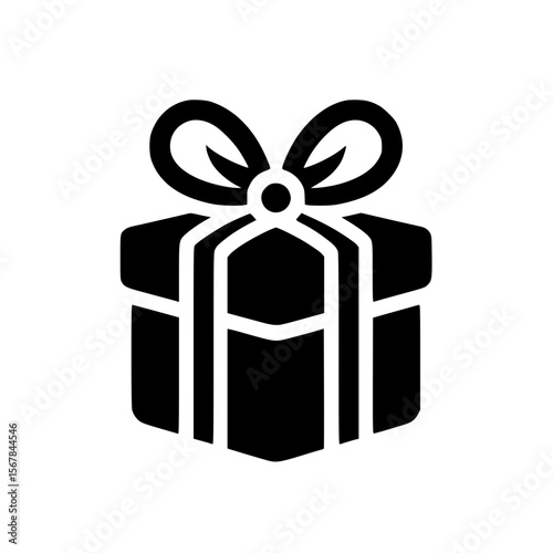 Minimalist Black SVG Silhouette of a Gift Box with Ribbon for Celebration and Special Occasion Designs