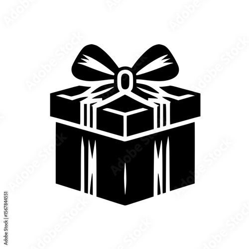 Minimalist Black SVG Silhouette of a Gift Box with Ribbon for Celebration and Special Occasion Designs