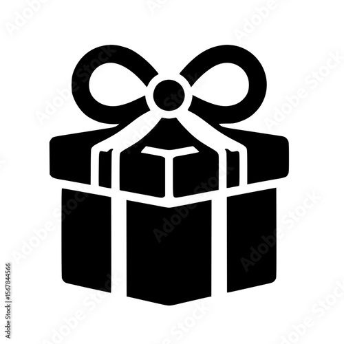 Minimalist Black SVG Silhouette of a Gift Box with Ribbon for Celebration and Special Occasion Designs