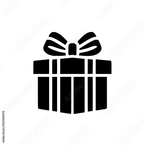 Minimalist Black SVG Silhouette of a Gift Box with Ribbon for Celebration and Special Occasion Designs