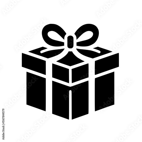 Minimalist Black SVG Silhouette of a Gift Box with Ribbon for Celebration and Special Occasion Designs