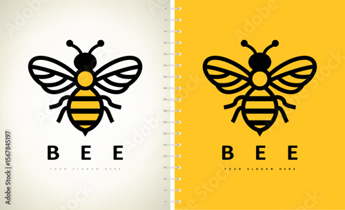 Bee logo vector. Beekeeping design. Insect illustration