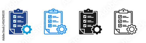 Standard Operating Procedure icon sheet multiple style collection
