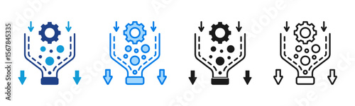 Workflow Bottleneck icon sheet multiple style collection