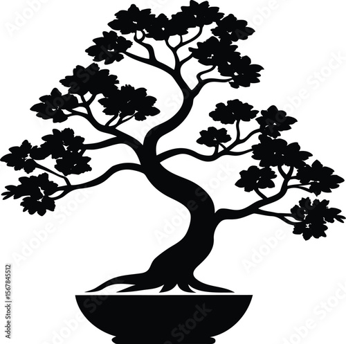 bonsai tree on white background.eps