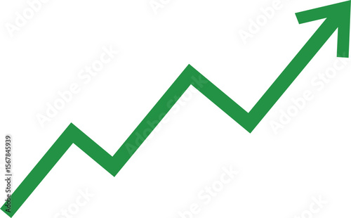 green arrow graph moving upward direction concept of economic stock market business, share, stock, financial growth  transparent background