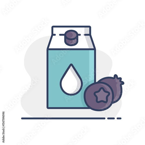 Carton of milk with flavor blueberry vector icon