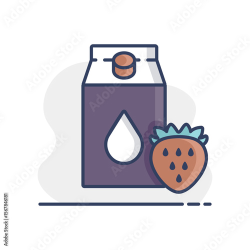 Carton of milk with flavor strawberry vector icon