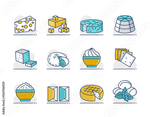 Cheese vector icon set. Dairy products sign