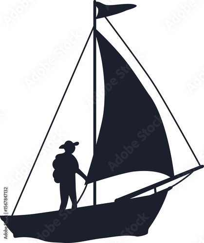 silhouette of a man in a sailboat