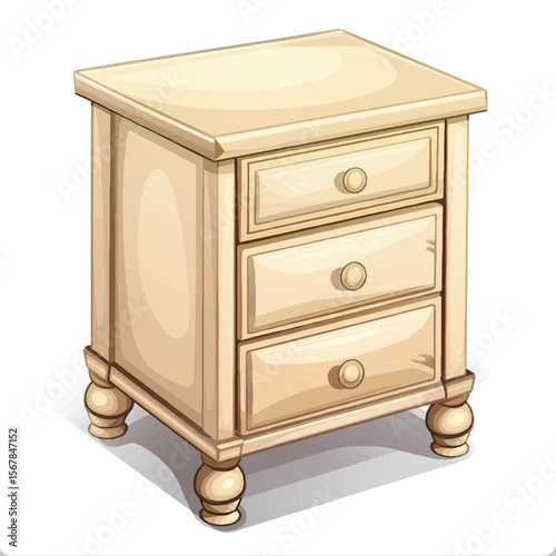 ThreeDrawer Wooden Nightstand with Turned Legs