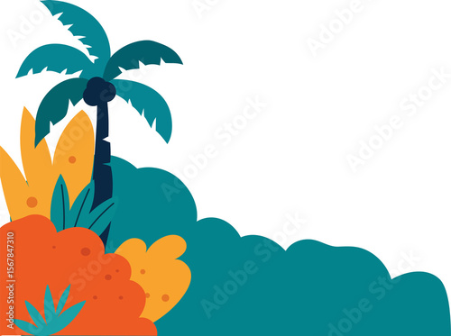 tropical island with palm trees