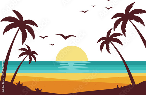 tropical beach with palm trees