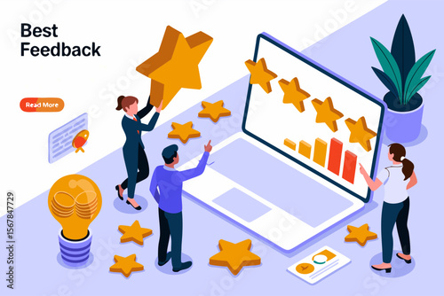 Land surveyor team celebrates positive online feedback; ideal for marketing materials, websites, and social media content. Suitable for real estate industry.