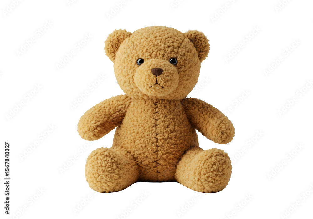 Obraz premium A fluffy brown teddy bear sitting comfortably isolated on transparent background