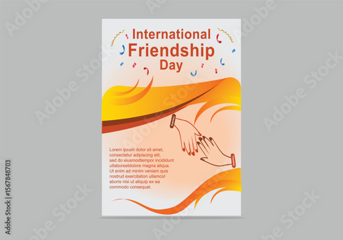 Happy international friendship day elegant horizontal flyer poster abstract vector illustration design with light background